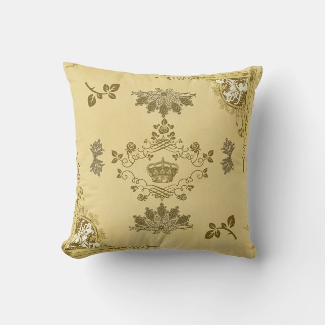 Vintages Retro mit Spitzen und Blume auftragen Kissen (Vorderseite)