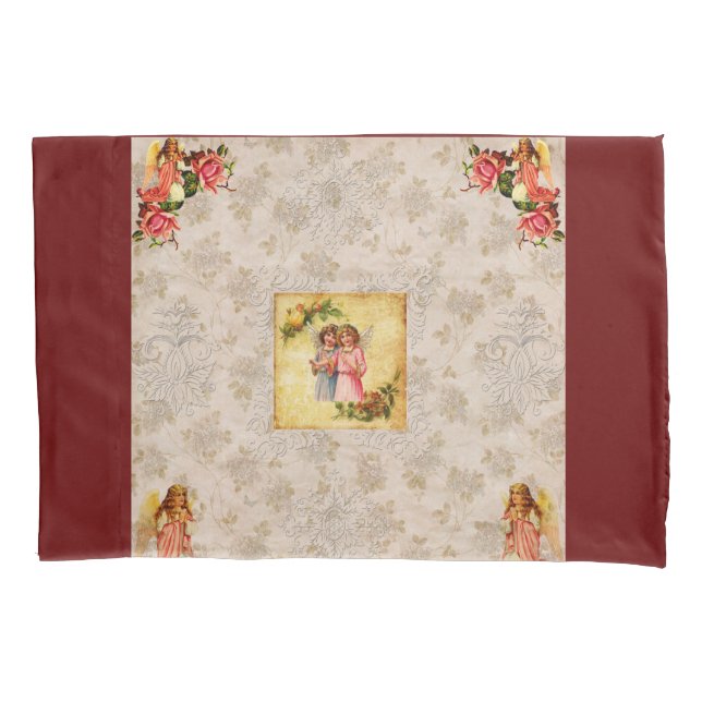 Vintages Retro mit Spitzen und Blume auftragen Kissenbezug (Vorderseite-Links)