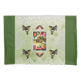 Vintages Retro mit Spitzen und Blume auftragen Kissenbezug