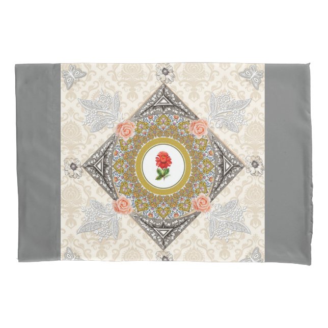 Vintages Retro mit Spitzen und Blume auftragen Kissenbezug (Vorderseite-Links)