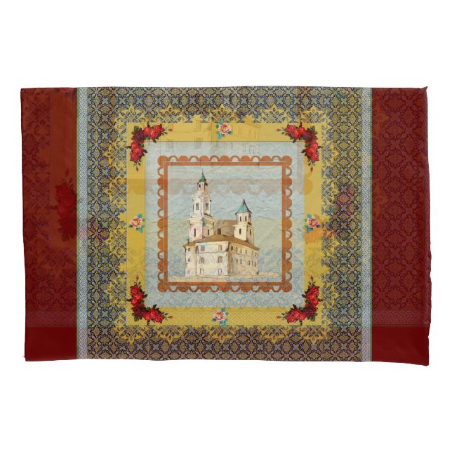 Vintages Retro mit Spitzen und Blume auftragen Kissenbezug (Vorderseite-Links)