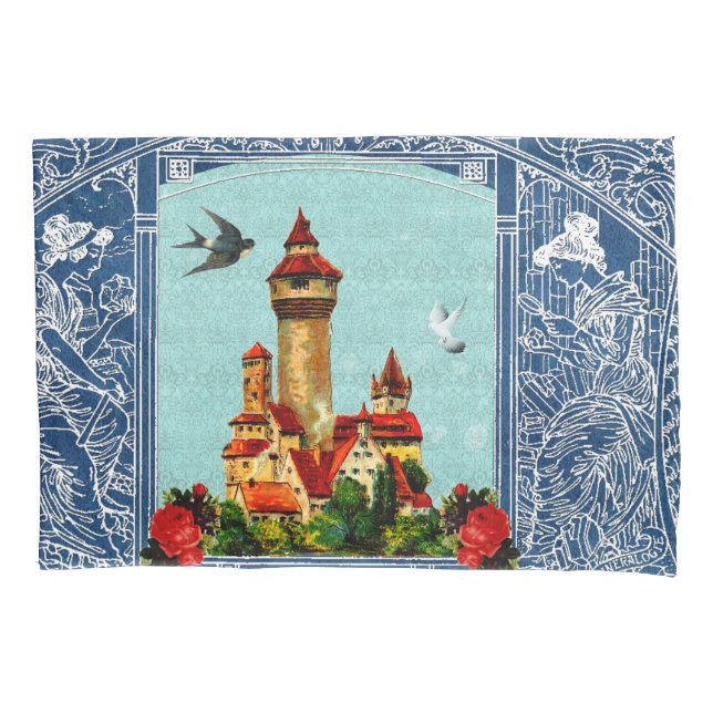 Vintages Retro mit Spitzen und Blume auftragen Kissenbezug (Vorderseite)