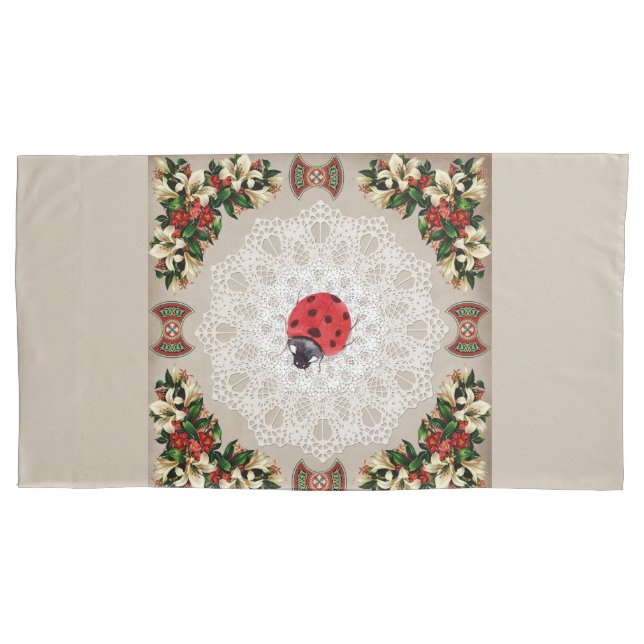 Vintages Retro mit Spitzen und Blume auftragen Kissenbezug (Vorderseite-Links)