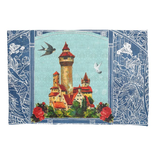 Vintages Retro mit Spitzen und Blume auftragen Kissenbezug (Vorderseite-Links)