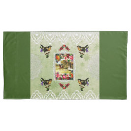 Vintages Retro mit Spitzen und Blume auftragen Kissenbezug