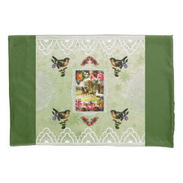 Vintages Retro mit Spitzen und Blume auftragen Kissenbezug