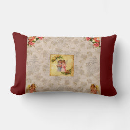 Vintages Retro mit Spitzen und Blume auftragen Lendenkissen