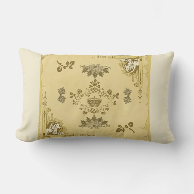 Vintages Retro mit Spitzen und Blume auftragen Lendenkissen (Vorderseite)