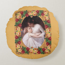 Vintages Retro mit Spitzen und Blume auftragen Rundes Kissen