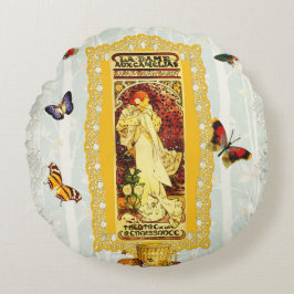 Vintages Retro mit Spitzen und Blume auftragen Rundes Kissen