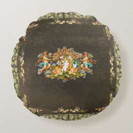 Vintages Retro mit Spitzen und Blume auftragen Rundes Kissen