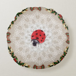 Vintages Retro mit Spitzen und Blume auftragen Rundes Kissen