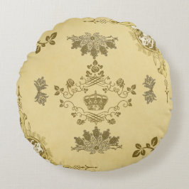 Vintages Retro mit Spitzen und Blume auftragen Rundes Kissen