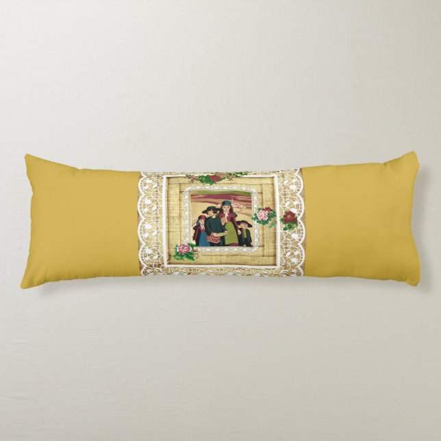 Vintages Retro mit Spitzen und Blume auftragen Seitenschläferkissen (Vorderseite)