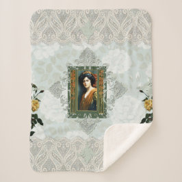 Vintages Retro mit Spitzen und Blume auftragen Sherpadecke