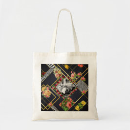 Vintages Retro mit Spitzen und Blume auftragen Tragetasche