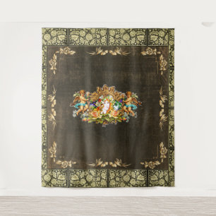Vintages Retro mit Spitzen und Blume auftragen Wandteppich