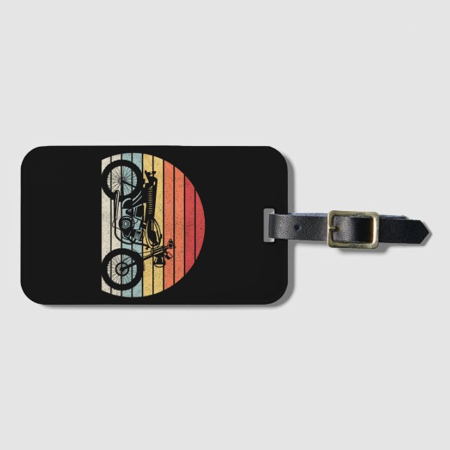 Vintages Retro-Motorrad Gepäckanhänger (Vorderseite (Horizontal))