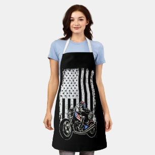 Vintages Retro-Motorrad im Detail mit US-Flagge Schürze