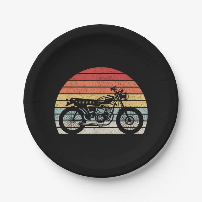 Vintages Retro-Motorrad Pappteller (Vorderseite)