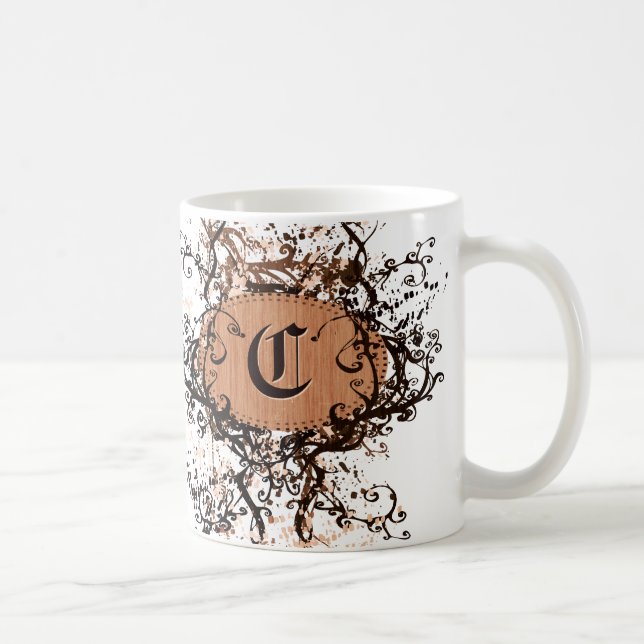 Vintages Retro-Muster Monogramm C Tasse (Rechts)