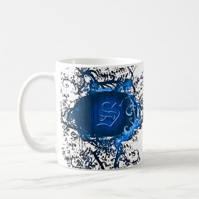 Vintages Retro-Muster Monogramm S Tasse (Links)
