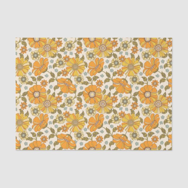 Vintages Retro-Orangefarbenes Muster Seidenpapier (Vorderseite)