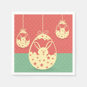 Vintages Retro Ostersonni und Ei Serviette