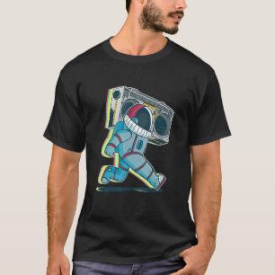 Vintages Retro-Radio-Astronaut-Planeten-Universum T-Shirt