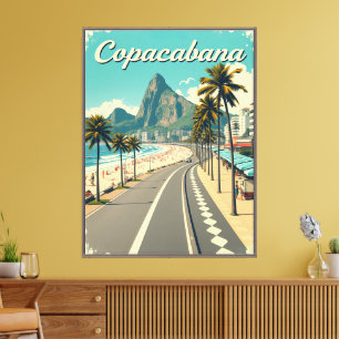 Vintages Retro-Reiseplakat - Copacabana Beach Leinwanddruck
