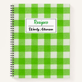 Vintages Retro Rezept Buch. | Green Gingham Karier Notizbuch