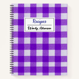 Vintages Retro Rezept Buch. | Lila Gingham Kariert Notizbuch