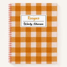 Vintages Retro Rezept Buch. | Orange Gingham Karie Notizbuch