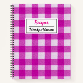 Vintages Retro Rezept Buch. | Pink Gingham Kariert Notizbuch