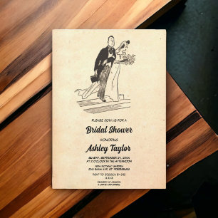 Vintages Retro Rustikale Braut Groom Altes Brautpa Einladung