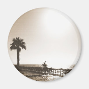 Vintages Retro san clemente pier california sepia Magnet