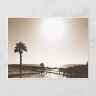 Vintages Retro san clemente pier california sepia Postkarte