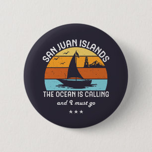 Vintages Retro San Juan Islands Segeln Button