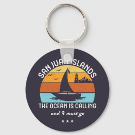 Vintages Retro San Juan Islands Segeln Schlüsselanhänger
