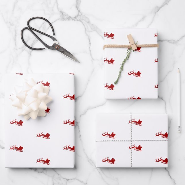 Vintages Retro-Santa und Rentierpapier Geschenkpapier Set (Vorderseite)