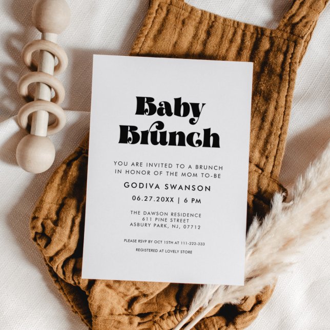 Vintages Retro Script Baby Brunch Einladung (Von Creator hochgeladen)