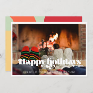 Vintages Retro Script Happy Holidays Foto Feiertagskarte