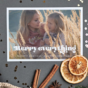 Vintages Retro Script Merry Everything Foto Feiertagskarte