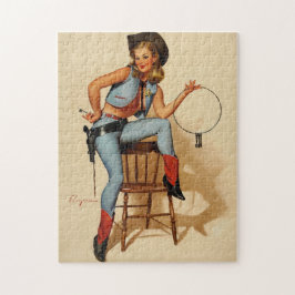 Vintages Retro Sheriff Button Up Girl Puzzle