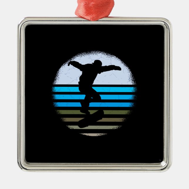 Vintages Retro-Skateboard Ornament Aus Metall (Vorne)