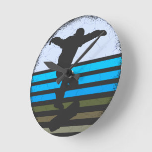 Vintages Retro-Skateboard Runde Wanduhr