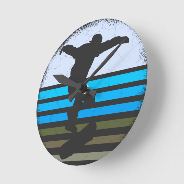 Vintages Retro-Skateboard Runde Wanduhr (Winkel)
