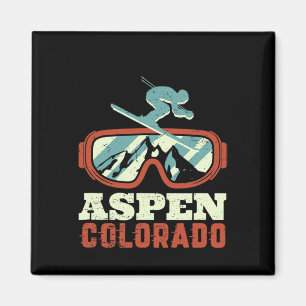 Vintages Retro Skifahren Snowboarden Aspen Colorad Magnet