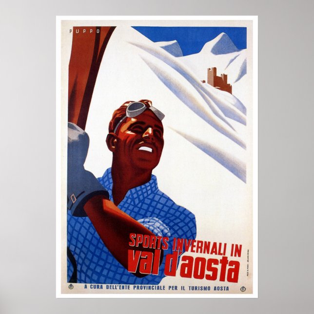 Vintages Retro-Skigebiet Italien Poster (Vorne)