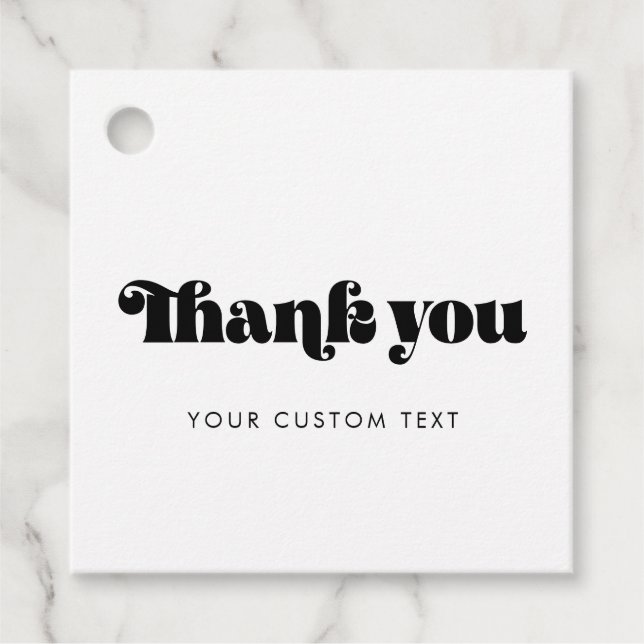 Vintages Retro-Skript Vielen Dank Geschenkanhänger (Vorderseite)